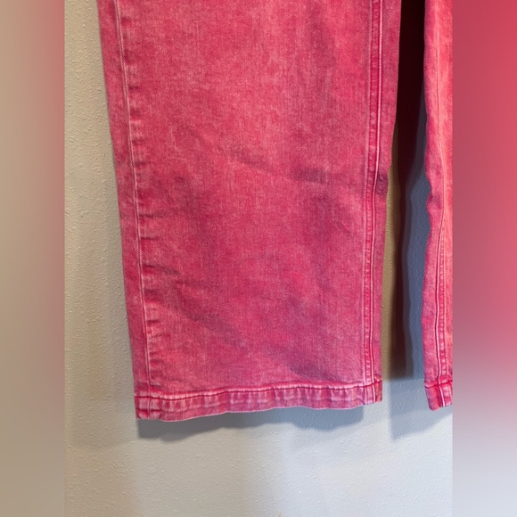 GAP High Rise Wide Leg Jeans Pink Acid Wash Stride Ankle Size 29 - Picture 3 of 7